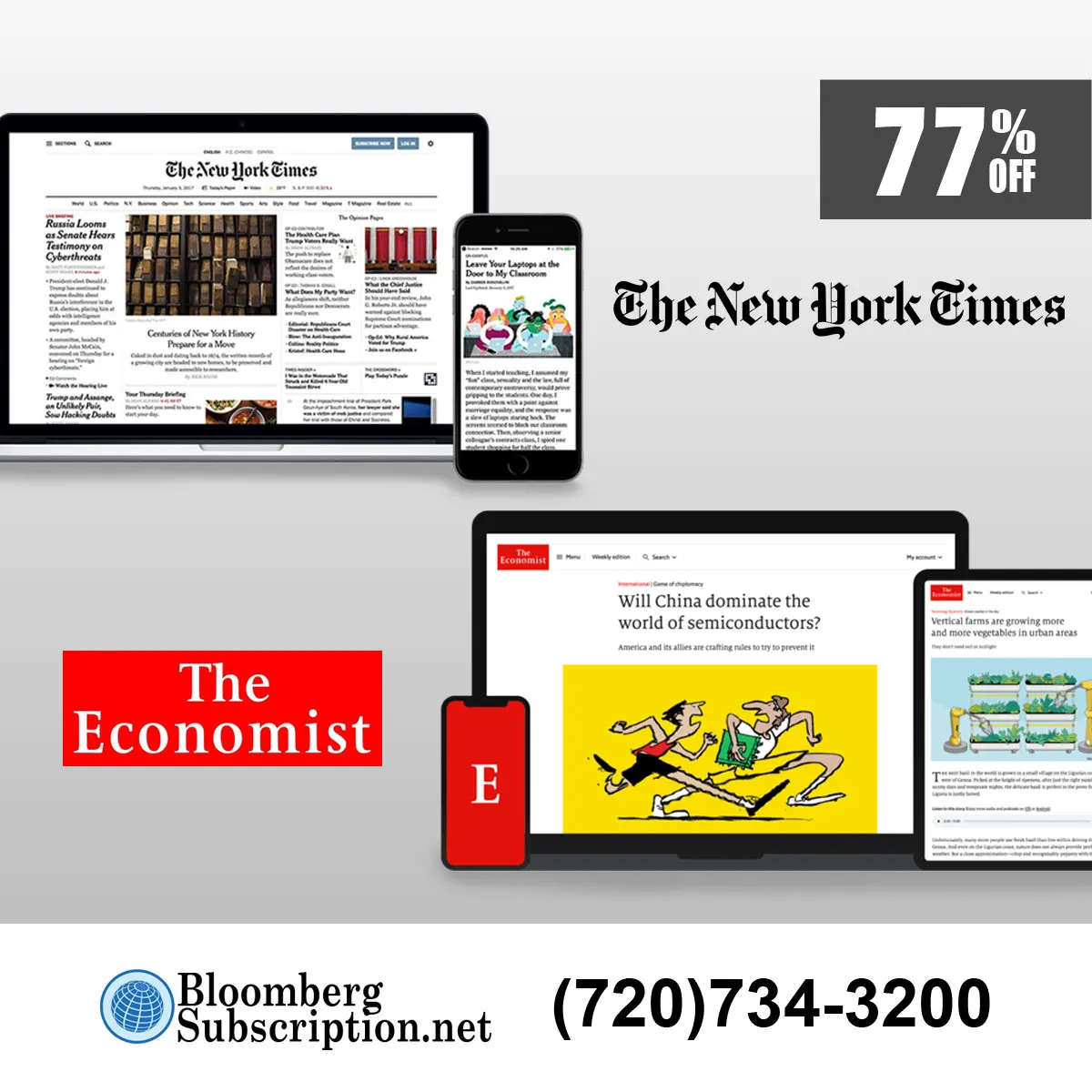 New York Times+The Economist News Combo 3 Years Digital Subscription $89